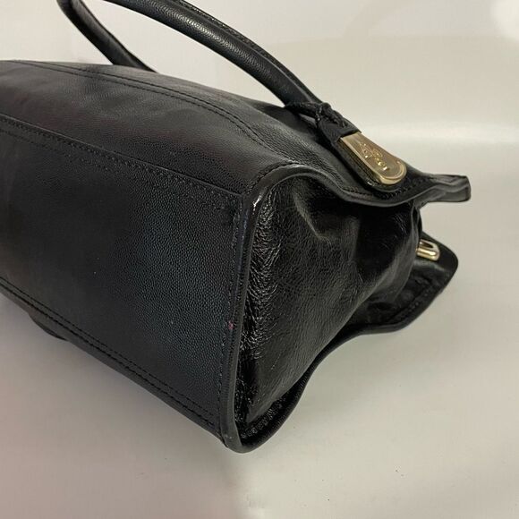 Elegant Cole Haan Valise Kendra Black Leather Satchel Handbag - Picture 6 of 13